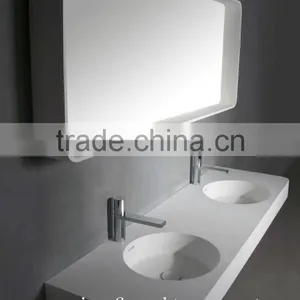 Double Sink Corian Basin With Mirror thumbnail-1