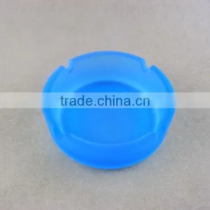 Frosted Light Blue Glass Ashtray thumbnail-1