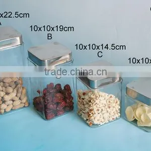 Clear Square Glass Storage Grain Jar With Metal Lid/plastic Lids thumbnail-1