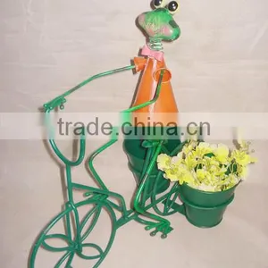 YS11612 Frog Bicycle Iron Plant Pot Stand Made in Fujian With Size 17X10.5X17.5" thumbnail-1