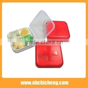 Wholesale New Design Mini Square Shape Plastic Pill Box With 4 Compartments PP+PS Pill Box thumbnail-1
