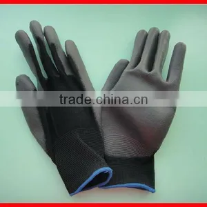 Black Nylon Working Glove With pu in Palm thumbnail-1
