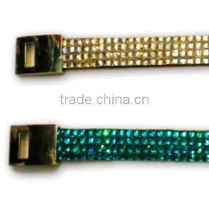 Gem Bracelet With Zinc Alloy Locking Part, Hot Sale Gift Leather With Crystal Gem Decoration thumbnail-2