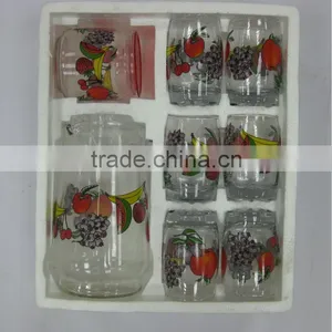 JK002 8pcs Glass Drinking Set With Printing thumbnail-3