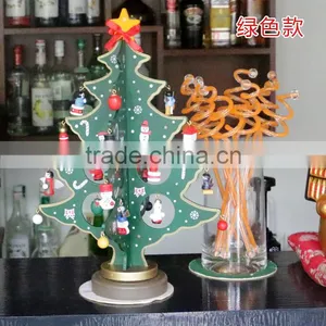 2016 New Product Cheap Mini Wooden Christmas Trees Table Decorations With Ornaments Gift SL thumbnail-2