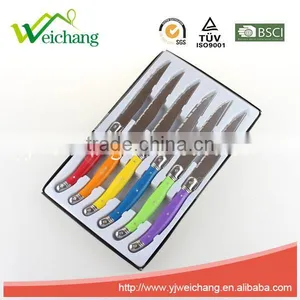 WCJ842 Hot Sale Cutlery Set 6 Pcs Stainless Steel and Plastic Handle Steak Knife Set thumbnail-1
