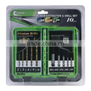 10pcs Twist Drill and Screw Extractor Set in Plastic Case thumbnail-1