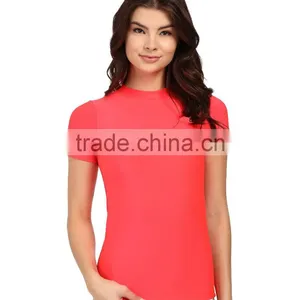 OEM Swimwear And Beachwear Core Loose Short Sleeve Rashguard UPF 50 Skinny High Neck Swimsuit Surf Swim Rash Guard Shirt Lady thumbnail-4