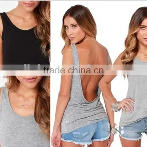 Fashion Women Summer Backless Vest Blouse Casual Sleeveless Tank Top T-Shirt thumbnail-2
