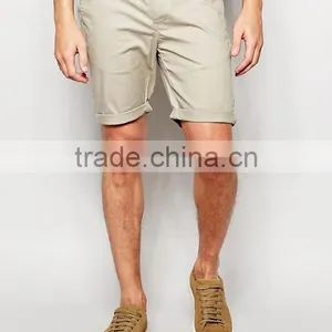 Custom Side Slant Pocket Men's Grey Blank Slim Fit 65% Cotton 35% Polyester Stretch Twill Concealed Fly Casual Shorts thumbnail-1