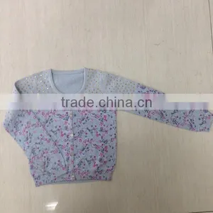Girl's Cotton Printing Cardigan Sweater With Hotfix Rhinestone thumbnail-1