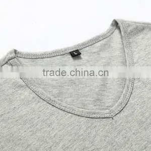 Fashion Best Selling Wholesale Cotton Custom Casual Men T Shirt V Neck thumbnail-3