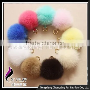 CX-R-32 Lovely Nature Fox Fur Ball/Fur Pom Pom Key Chain thumbnail-1