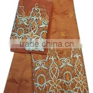 Good Quality African George Lace Fabric for Beautiful Garments With Unique Applique With Beads and Stones GPF009 thumbnail-4