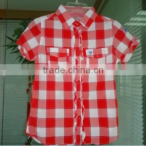 100%COTTON YARN DYED CHECK LADIES SHIRT WITH EMB. PATCH V597 thumbnail-1