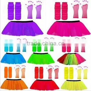 Plus Size Neon Woman Costume 80s Hen Fancy Dress Tutu Skirt Party Costume thumbnail-2