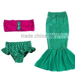 Girls Kids Swimmable Mermaid Tail Swimwear Bikini Bathing Suit Swimsuit thumbnail-1