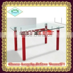 Hot Selling New Design Cheaper Plastic Legs Glass Dining Table thumbnail-1