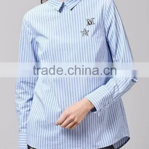 Runwaylover EY2384B Hot Sale 2017 Ladies Elegant Stripe Embroidery Blouse thumbnail-1