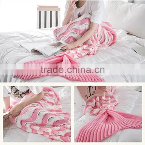 Customized High Quality Ladies Striped Hollow Mermaid Tail Blankets thumbnail-1