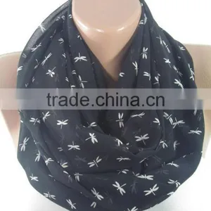 Dragonfly Scarf Black Scarf Shawl Infinity Scarf Animal Scarf Winter Women Fashion Accessories Valentine Gift For Her Girlfriend thumbnail-2