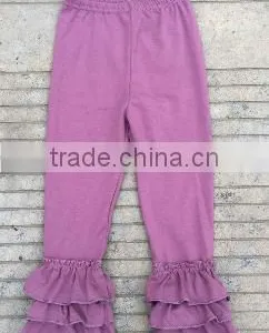 2015 Girls Ruffle Leggings Solid Colors Kids Cotton Pants Wholesale Girls Triple Ruffle Pants thumbnail-5