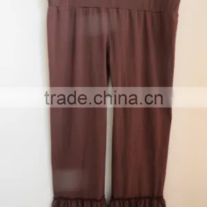 2015Hot Sale!Ladies Wear Garment Women Knit Cotton Pants Wholesale Ruffle Bottom Pants QL-204 thumbnail-3