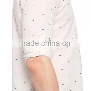 White Patterned Long Sleeve Buttonless Shirt thumbnail-4