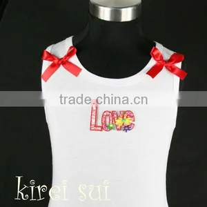 Girls White Tank Top With Red Love DV02 thumbnail-1
