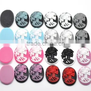 Mixed Resin Halloween Skull Pattern Oval Cameo Embellishment Findings 25x18mm0 thumbnail-3