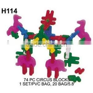 H114 74 PC CIRCUS BLOCKS thumbnail-1