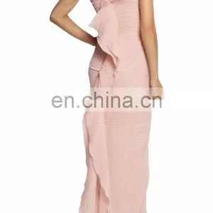 OEM Wholesale Latest Gown Designs off Shoulder Stretch Silk Organza Graduation Evening Gown Dresses 2015 thumbnail-4