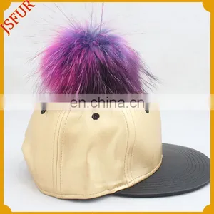 Luxury Gold Four Colour Spring Hat Raccoon Pompom Fur Pompom Cap thumbnail-1
