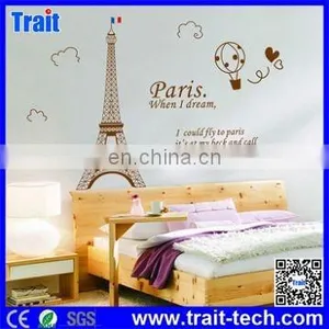 Top Selling DIY Removable PVC Decals Paris Eiffel Tower Pattern Wall Stickers,decorative Stickers for Wall thumbnail-3