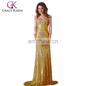 Grace Karin Sexy Shinning Sequins Sleeveless Long Floor Length Prom Party Gown Evening Dresses CL2531-1 thumbnail-1