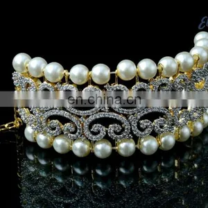 AMERICAN DIAMOND BRACELETS-PEARL AND DIAMOND BRACELETS-PARTY WEAR BRACELETS thumbnail-1