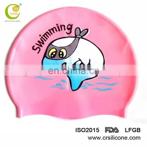 Children Kids Silicone Swim Swimming Cute Cartoon Cap Hat Fish Shark Goldfish thumbnail-2