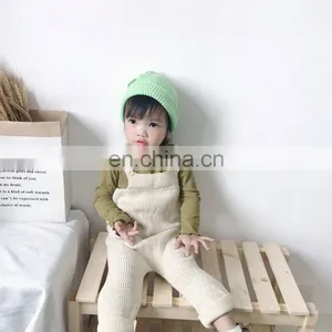 Latest Design Pink Knitted Jumpsuits 100% Cotton Kid Girl Knitted Pants On SALE 2020 Knitted Overall thumbnail-4