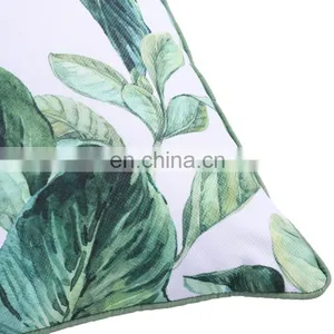 Custom Decorative Fresh Waterproof Heavy Canvas Green Leaf Pattern Outdoor Pillow Cover Outdoor Chair Cushions Covers thumbnail-6