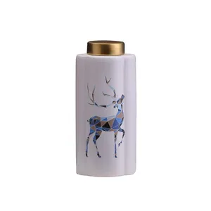 Petal Deer Animol Nordic Matte White Creative Ceramic Vase For Home Decoration Art thumbnail-5