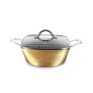 Forged Hammered Exterior Design Non Stick Aluminum Casserole Aluminium Cookware Manufacturer thumbnail-1