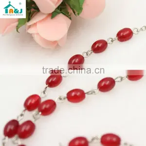 Catholic Oval Shape Glass Beads Pope Rosary thumbnail-5