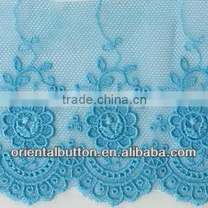 Elegant Sky Blue Color Polyester Embroidery Lace Trimming thumbnail-1