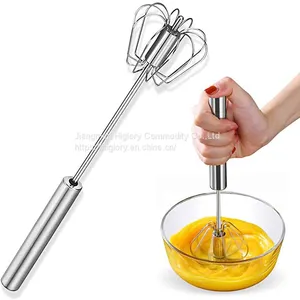 Stainless Steel Baking Tools Self Rotating Mixer Milk Whiskers Milk  Frother Egg Whisk for Kitchen Utilities thumbnail-1