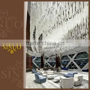 Modern Style Hotel Decor Crystal Flat Chandelier Light thumbnail-1