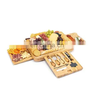 Hot Product Cheese Grazing Board Trays Bamboo Cutting Board Charcuterie Platter With Natural Knife Set Storage Drawers thumbnail-1