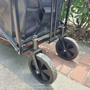 Extended Capacity Folding Wagon Four Big PVC Wheels Collapsible Picnic Camping Cart thumbnail-5