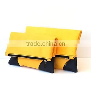 Yellow Foldover Clutch, Faux Suede Vegan Leather Clutch, Large Foldover Clutch thumbnail-4