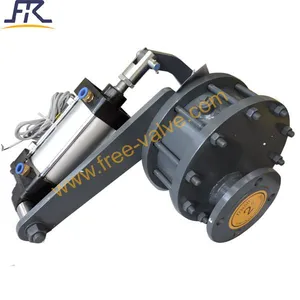 DN50 PN10 Pneumatic Ceramic Lined Rotating Double Disc Gate Valve thumbnail-2