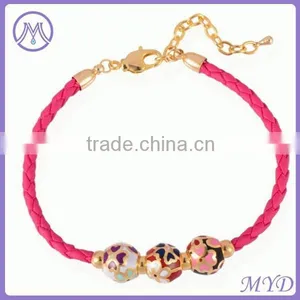 Customized DIY Fake Cloisonne Enamel Bead Leather Bracelet thumbnail-5